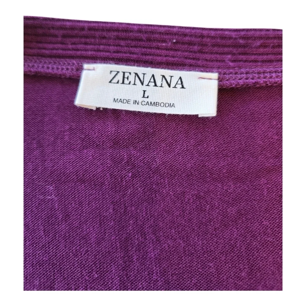 Zenana Dark Plum Snap Button Long Sleeve Cardigan Sweater L - Picture 9 of 11